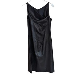 Pleather Sleeveless Dress Cowl Neck